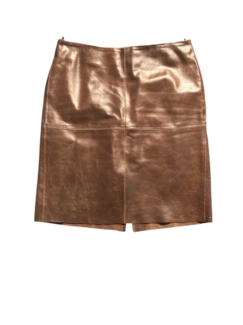 United Colors Of Benetton Brown Leather Pencil Skirt Size 44